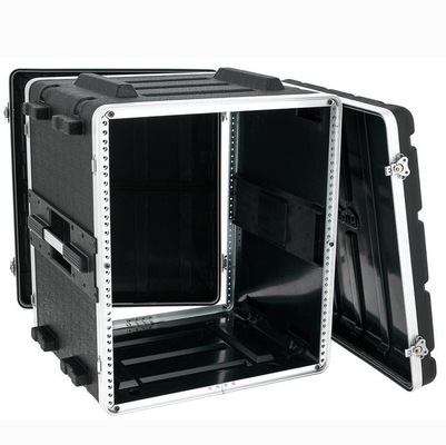 17&quot; ABS DJ da profundidade que rola a caixa 19&quot; da cremalheira 12u preto 2 Carry Handles