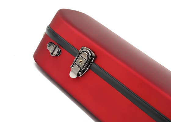 Caixa durável do violino do dobro da fibra de vidro no vermelho com rodas